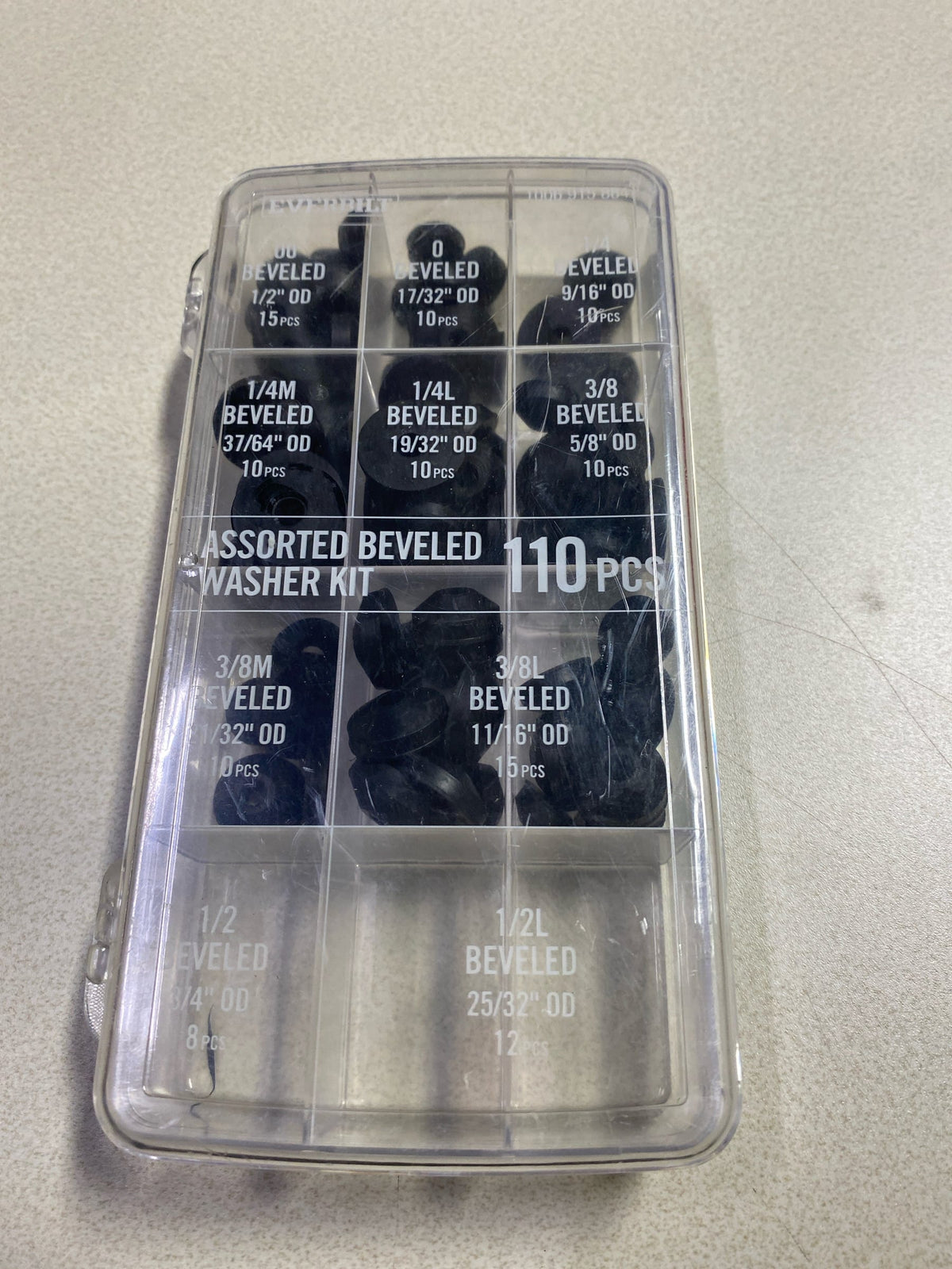 Everbilt 866830 Beveled Rubber Washer Pro Assortment Kit (110-Pieces)