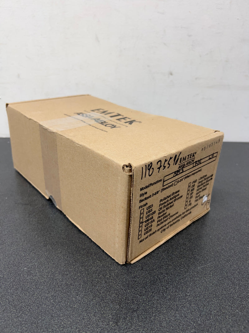 Emtek 8045US15 10 Inch Stretto Rectangular Dummy Sideplate Entry Set from the Brass Modern Collection - Satin Nickel