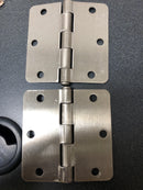 Deltana S35R415 3-1/2 x 3-1/2 Plain Bearing 1/4" Radius Corner Full Mortise Hinge - Pair - Satin Nickel