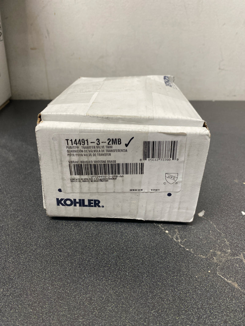 Kohler K-T14491-3-2MB Purist Single Handle 2 or 3 Function Diverter Valve Trim - Less Valve - Vibrant Brushed Moderne Brass