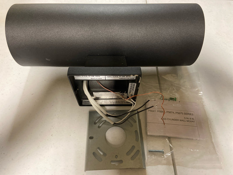 Progress Lighting P5675-31/30K Cylinder 2 Light LED Wall Sconce with Metal Cylinder Shade - 14" Tall - Black