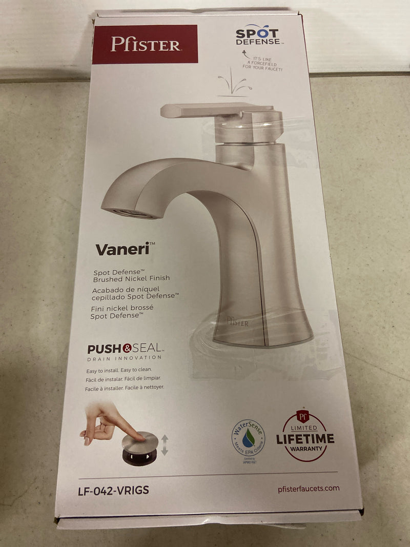 Pfister LF-042-VRIGS Vaneri 1.2 GPM Single Hole Bathroom Faucet with Pop-Up Drain Assembly - Spot Defense Brushed Nickel