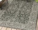 JONATHAN Y Lighting SMB103C-9 Santa Monica 9' x 12' Polypropylene Botanical, Traditional, and Vintage Indoor/Outdoor Area Rug - Black / Gray