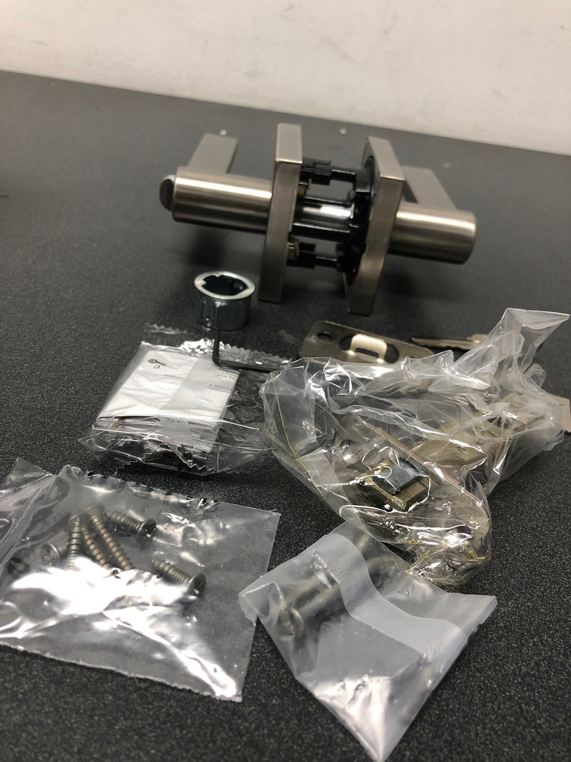 Kwikset 740HFLSQT-15SV1 Halifax Single Cylinder Keyed Entry Door Lever Set with Square Rose and SmartKey - Satin Nickel