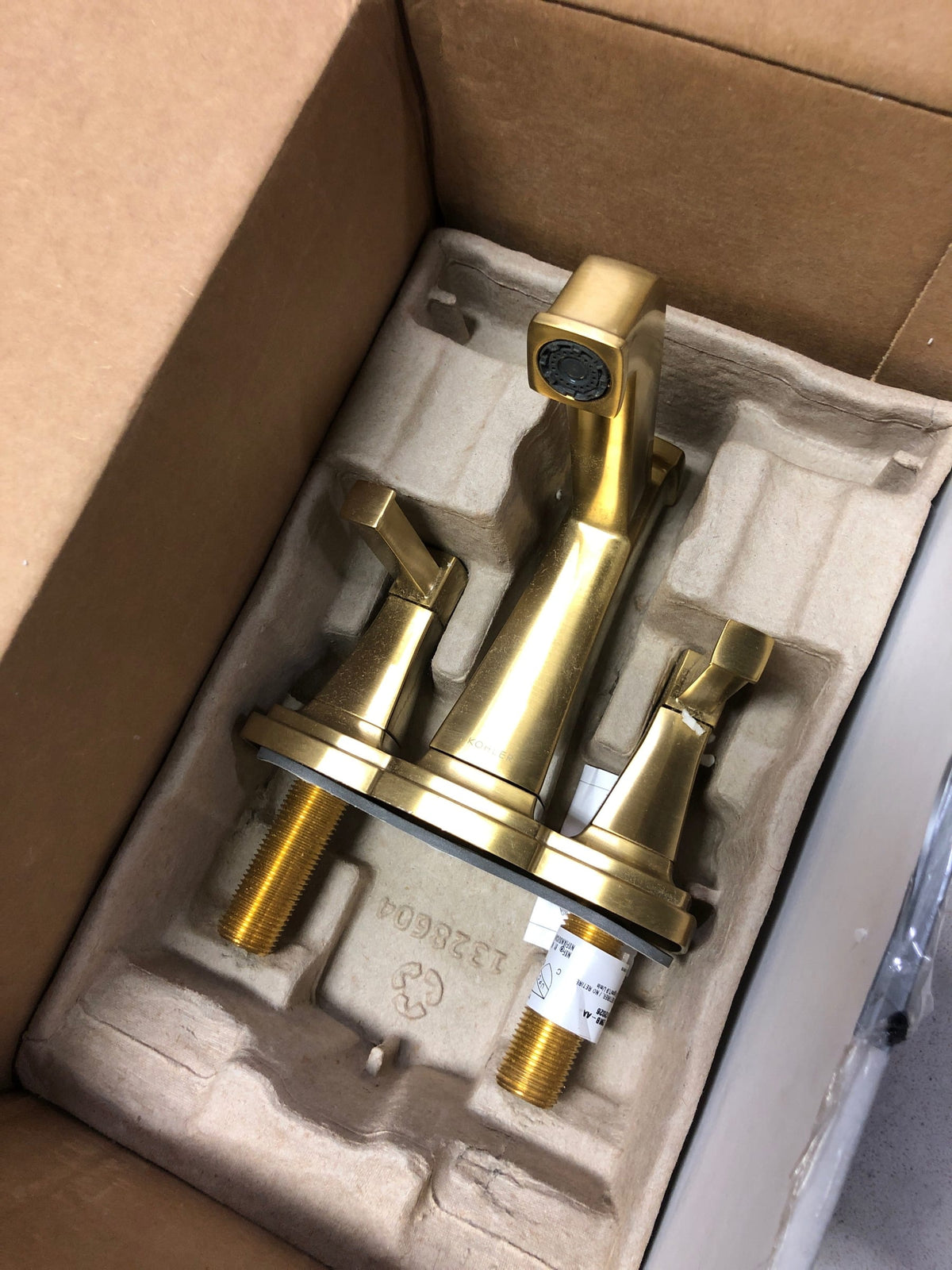 Kohler K-27398-4N-2MB Riff 0.5 GPM Centerset Bathroom Faucet - Vibrant Brushed Moderne Brass