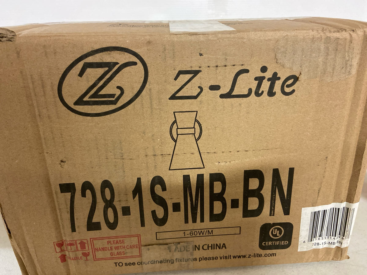 Z-Lite 1 Light Wall Sconce 728-1S-MB-BN, Nickel