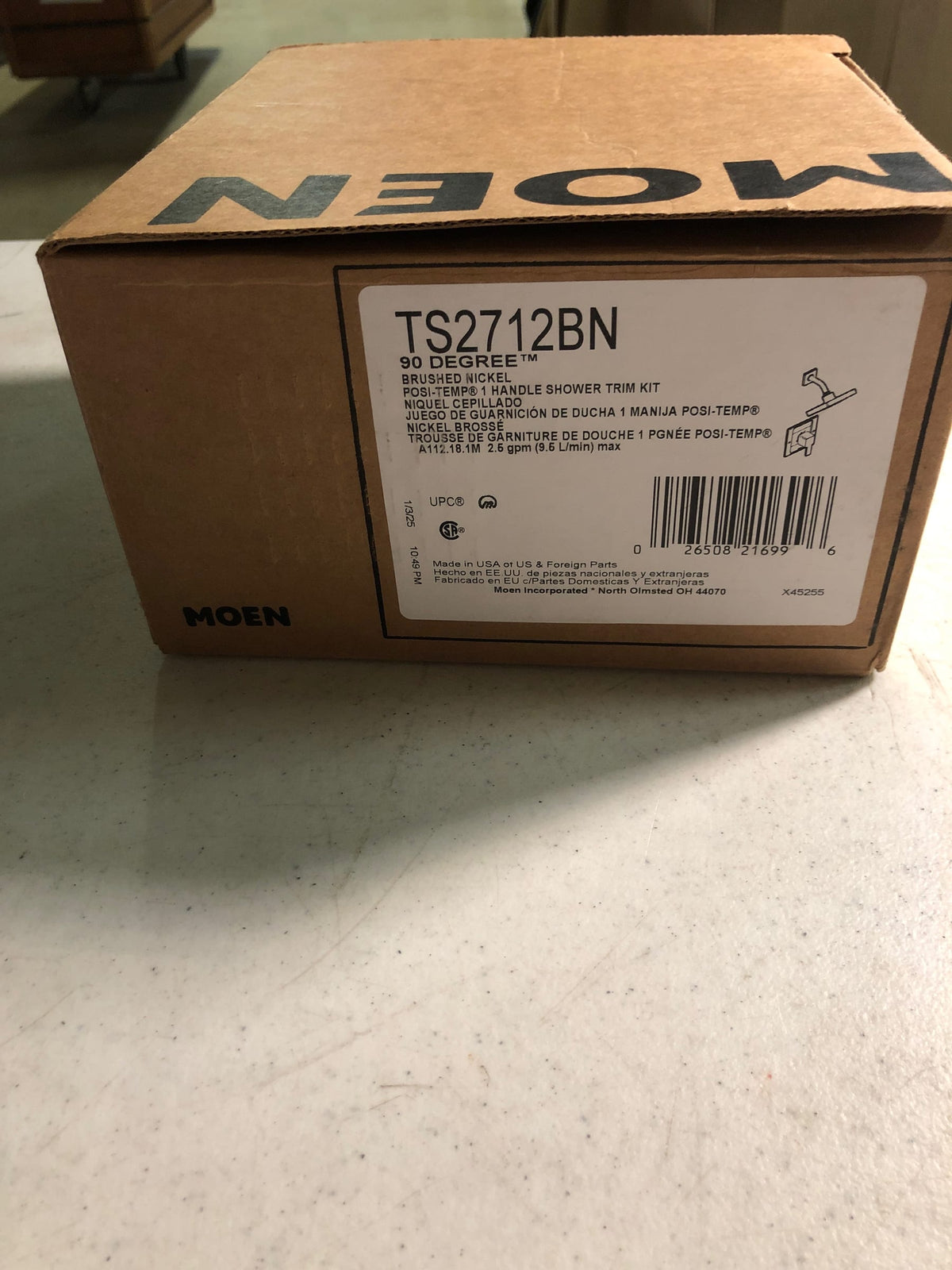 Moen TS2712BN Single Handle Posi-Temp Pressure Balanced Shower Trim with Rain Shower Head from the 90 Degree Collection - Less Valve - Brushed Nickel