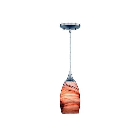 Vaxcel Lighting P0174 Milano 1 Light Mini Pendant with Multi-Colored Glass Shade - Satin Nickel