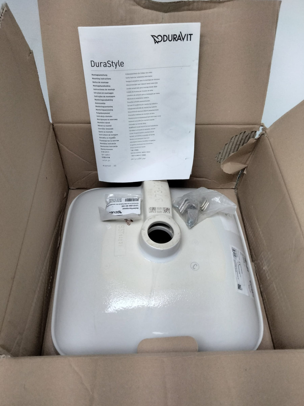 Duravit 0373370017 DuraStyle 15-3/4" Square Ceramic Undermount Bathroom Sink with Overflow - White