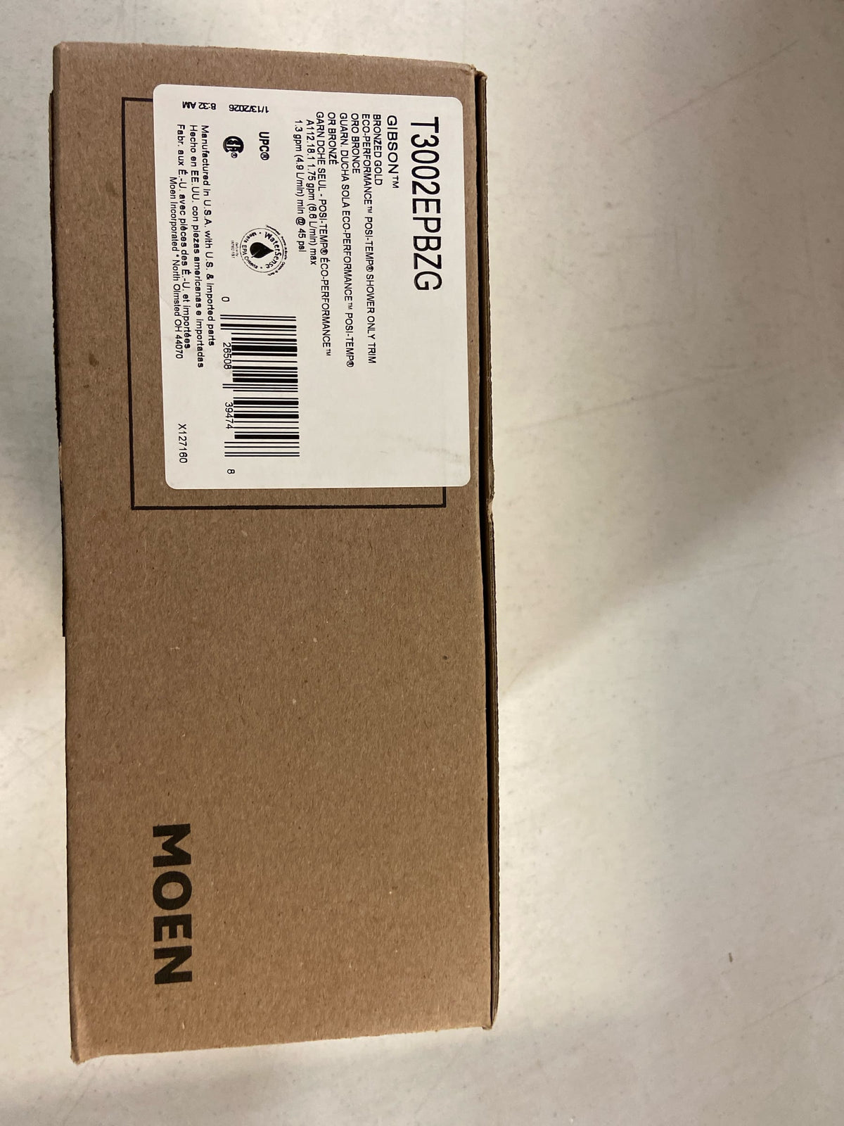 Moen T3002EPBZG Gibson Posi-Temp Pressure Balancing Modern Shower Only Trim with 8" Rainshower, Valve Required, Bronzed Gold
