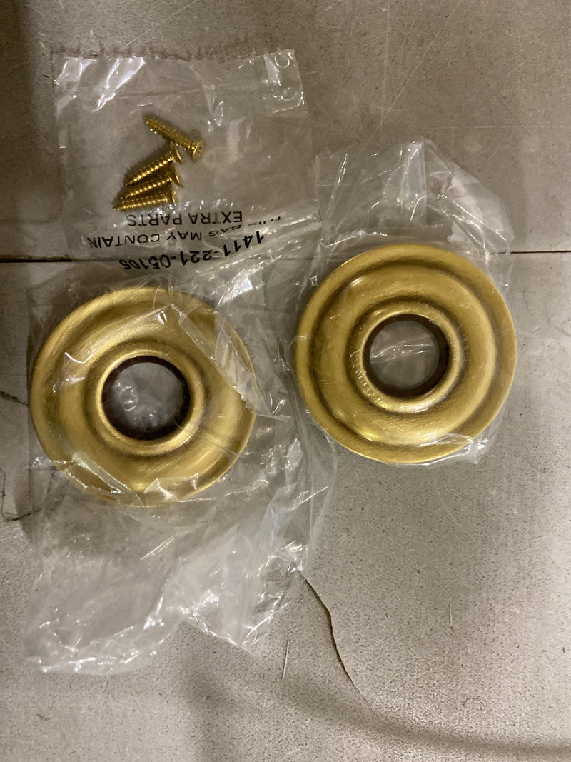 Baldwin 5048 Pair of Estate Rosettes for Passage Functions, Satin Brass and Brown