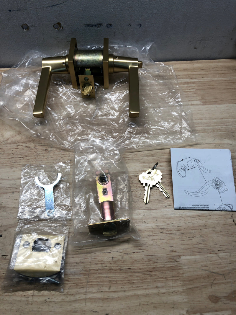 Emtek 512HLOUS4 Helios Single Cylinder Keyed Entry Door Lever Set - Satin Brass