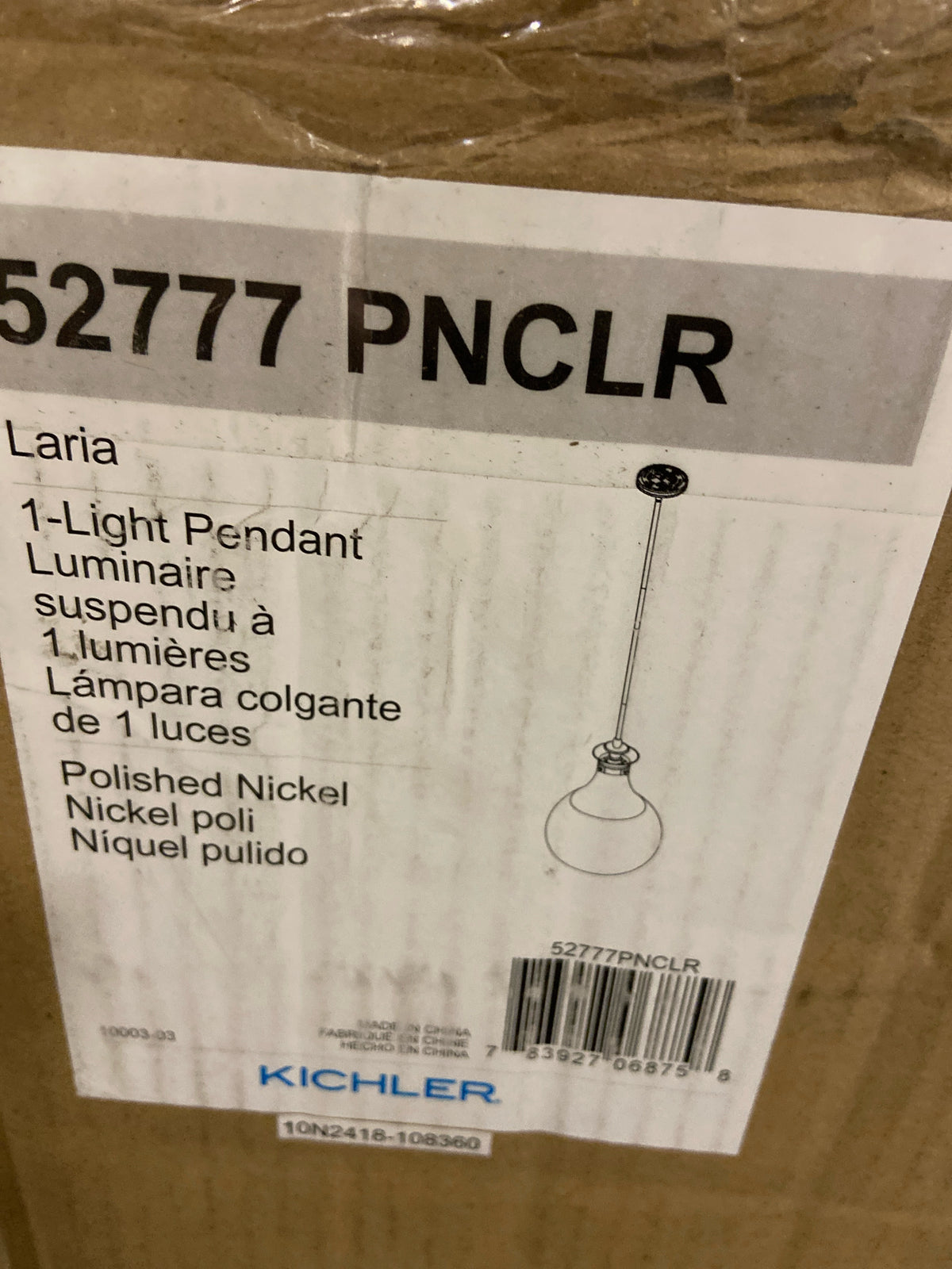 Kichler 52777PNCLR Laria 14" Wide Pendant - Polished Nickel