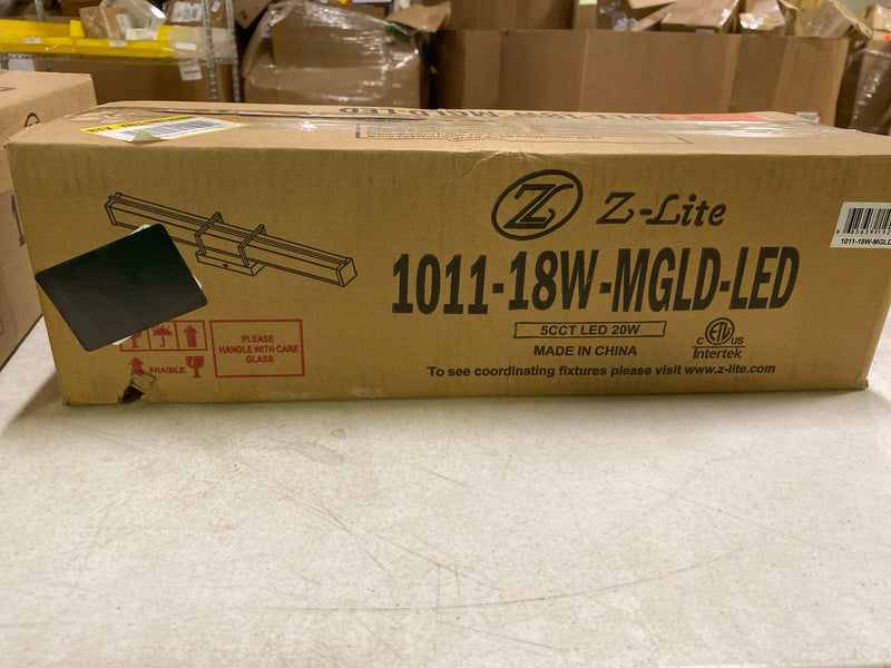 Unbranded 1011-18W-MGLD-LED Harrison 18 in. Modern Gold Integrated LED Vanity Light with Frosted Plastic Shade