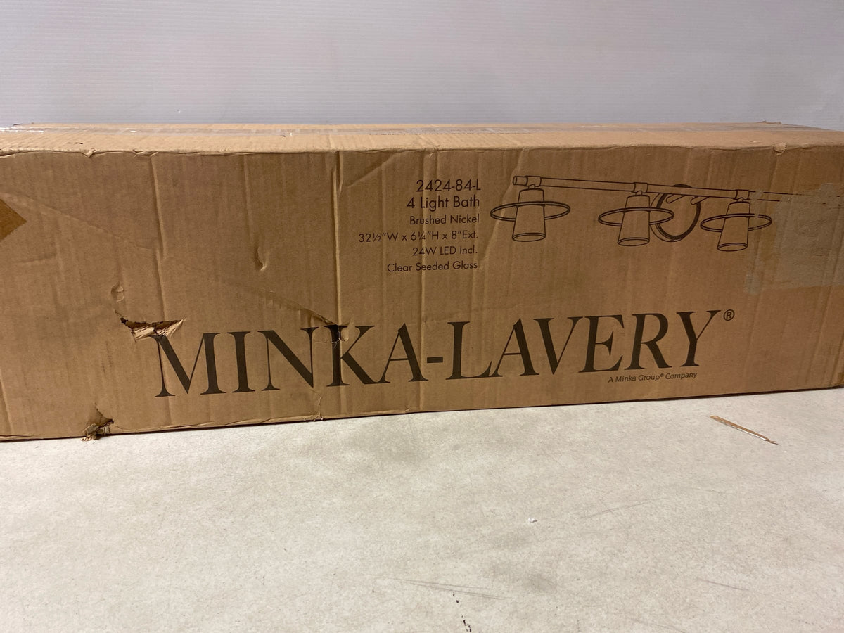 Minka Lavery 2424-84-L Beacon Avenue 4 Light 33" Wide LED Bathroom Vanity Light with Seedy Glass Diffusers - Brushed Nickel