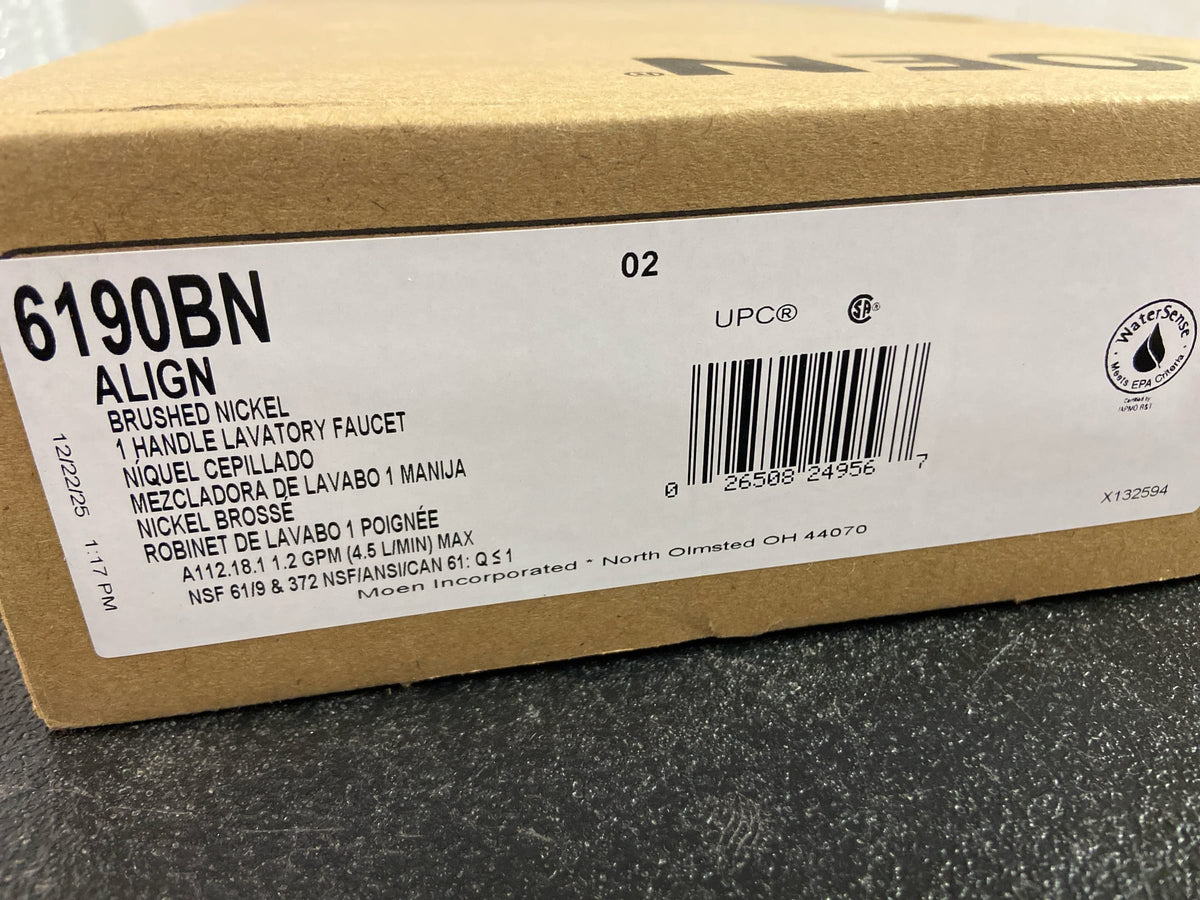 Moen 6190BN Align 1.2 GPM Single Hole Bathroom Faucet with Pop-Up Drain Assembly - Brushed Nickel