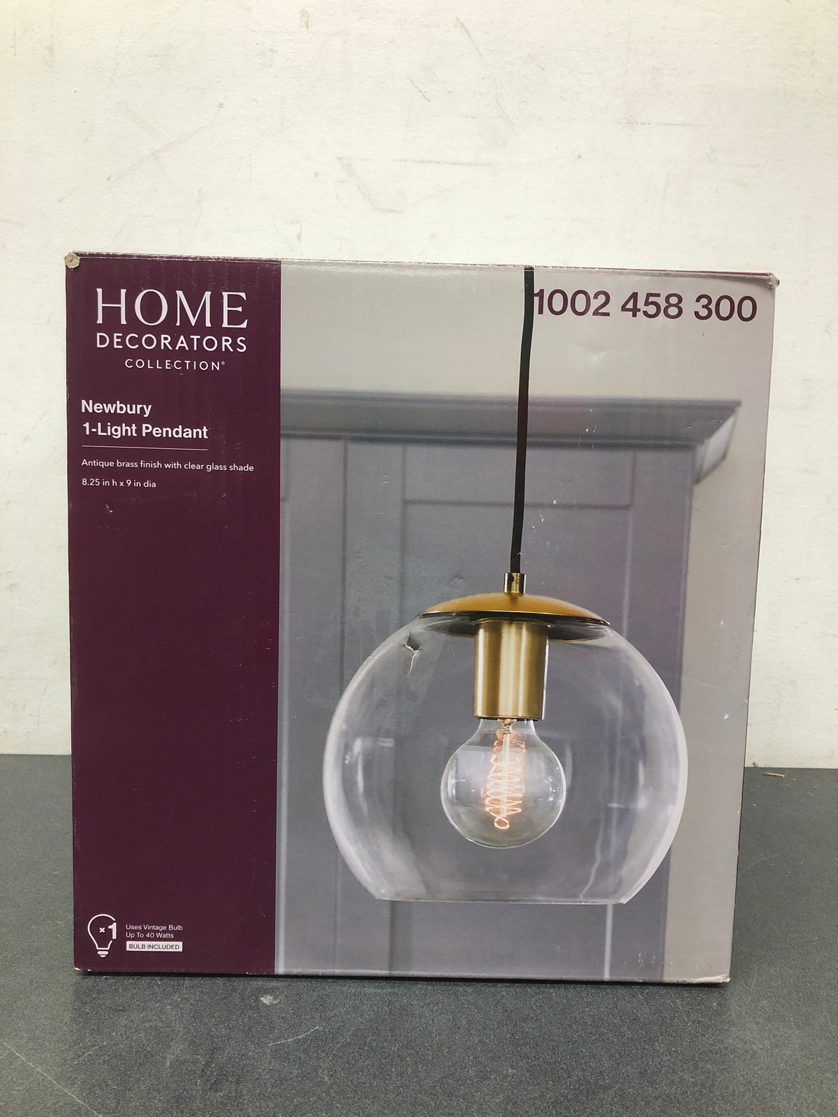 Home decorators collection AF42409S 1-Light Antique Brass and Glass Mini-Pendant