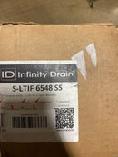 Infinity Drain S-LTIF 6548 SS 48" Site Sizable Stainless Steel Low Profile Linear Drain Kit with 2-1/2" Tile Insert Frame – Includes PVC Channel, Stop Ends, and Outlet Assembly - Satin Stainless