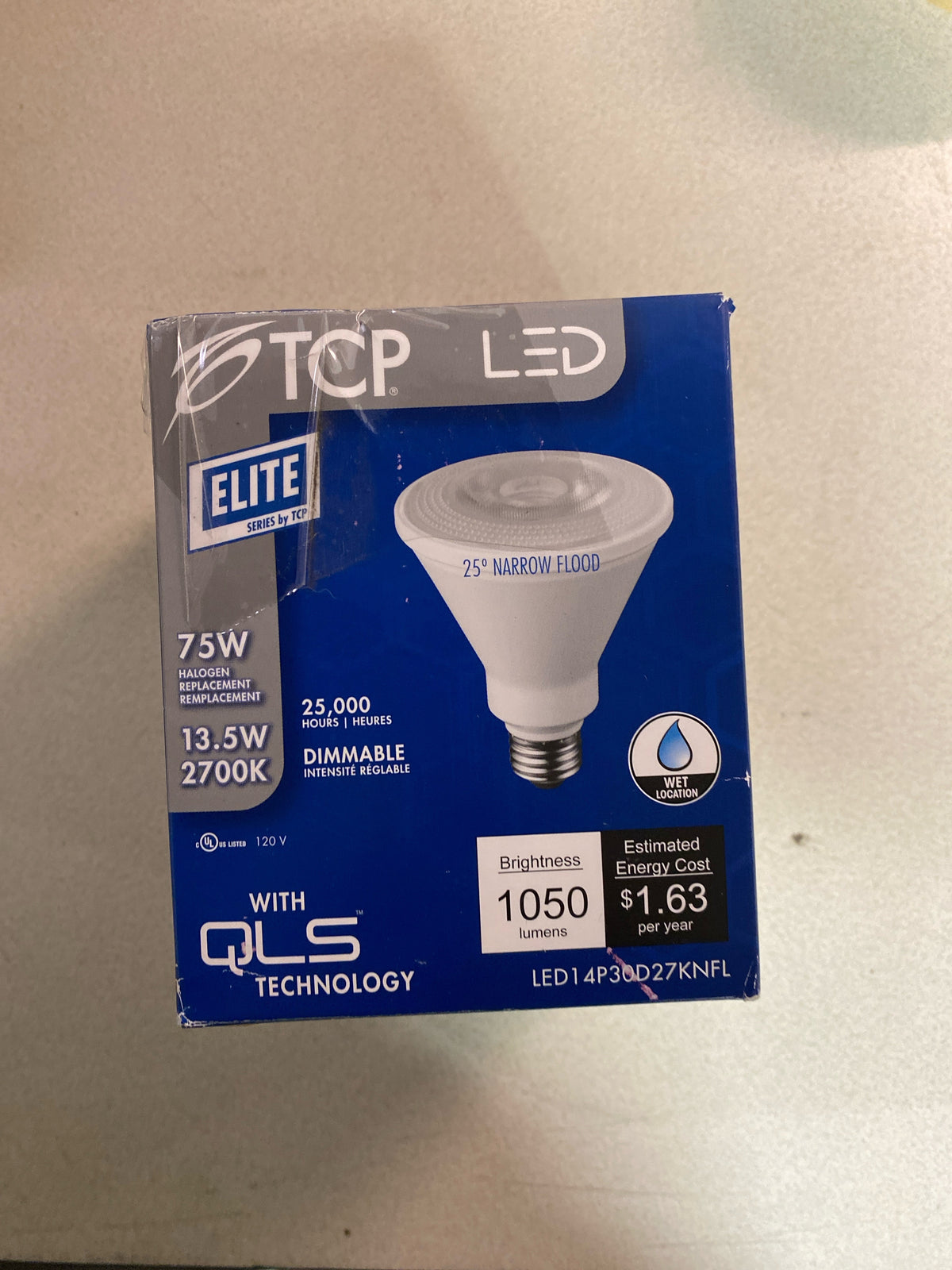 TCP LED14P30D27KNFL Single 14 Watt Frosted Dimmable PAR30 Medium (E26) LED Bulb - Narrow 2700K - White