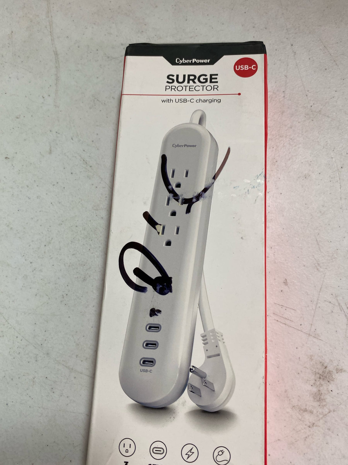 Cyberpower P304UC3 4 ft. 3-Outlet Surge Protector with 3 USB-C Ports and Cord, White