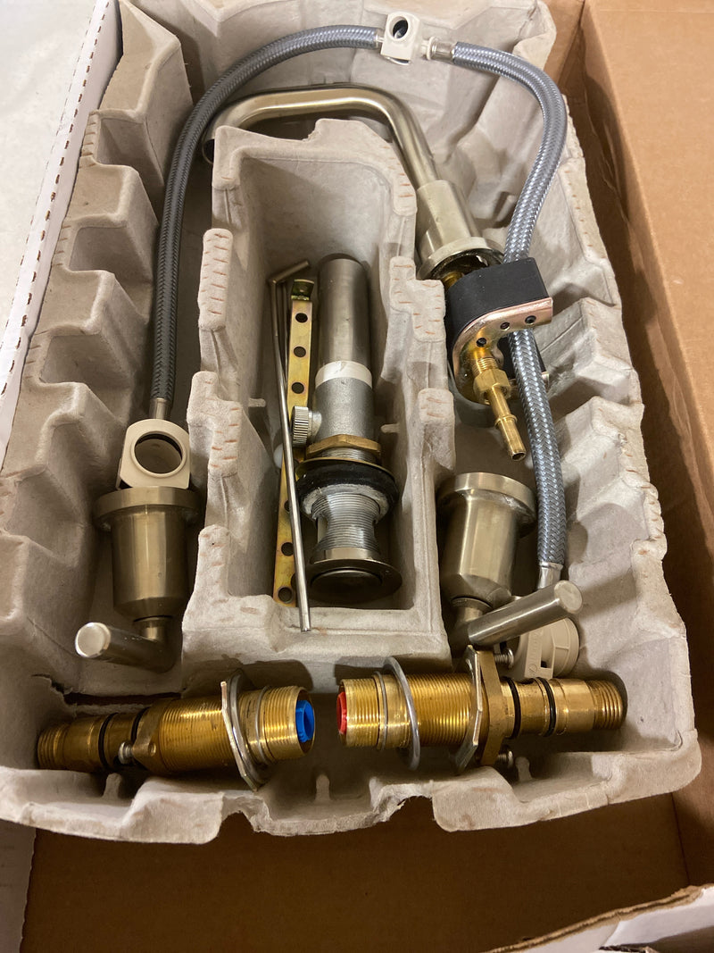 Moen TV6142BN Gibson 1.2 GPM Widespread Bathroom Faucet with Rough-in Valve and Pop-Up Drain Assembly included - Brushed Nickel