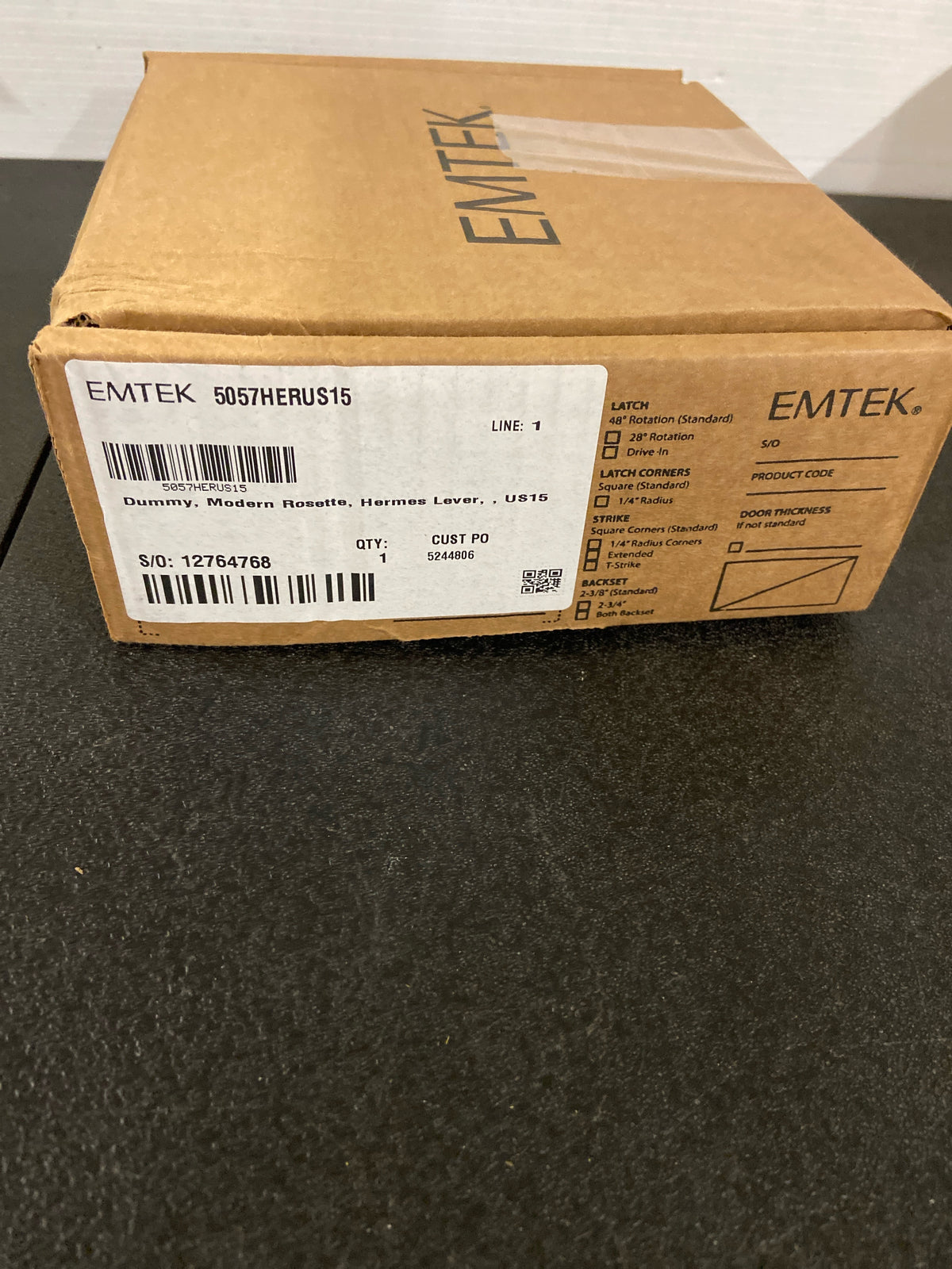 Emtek 505HERUS15 Moden Rosette Hermes Non-Turning Two-Sided Dummy Door Lever Set from the Brass Modern Collection - Satin Nickel