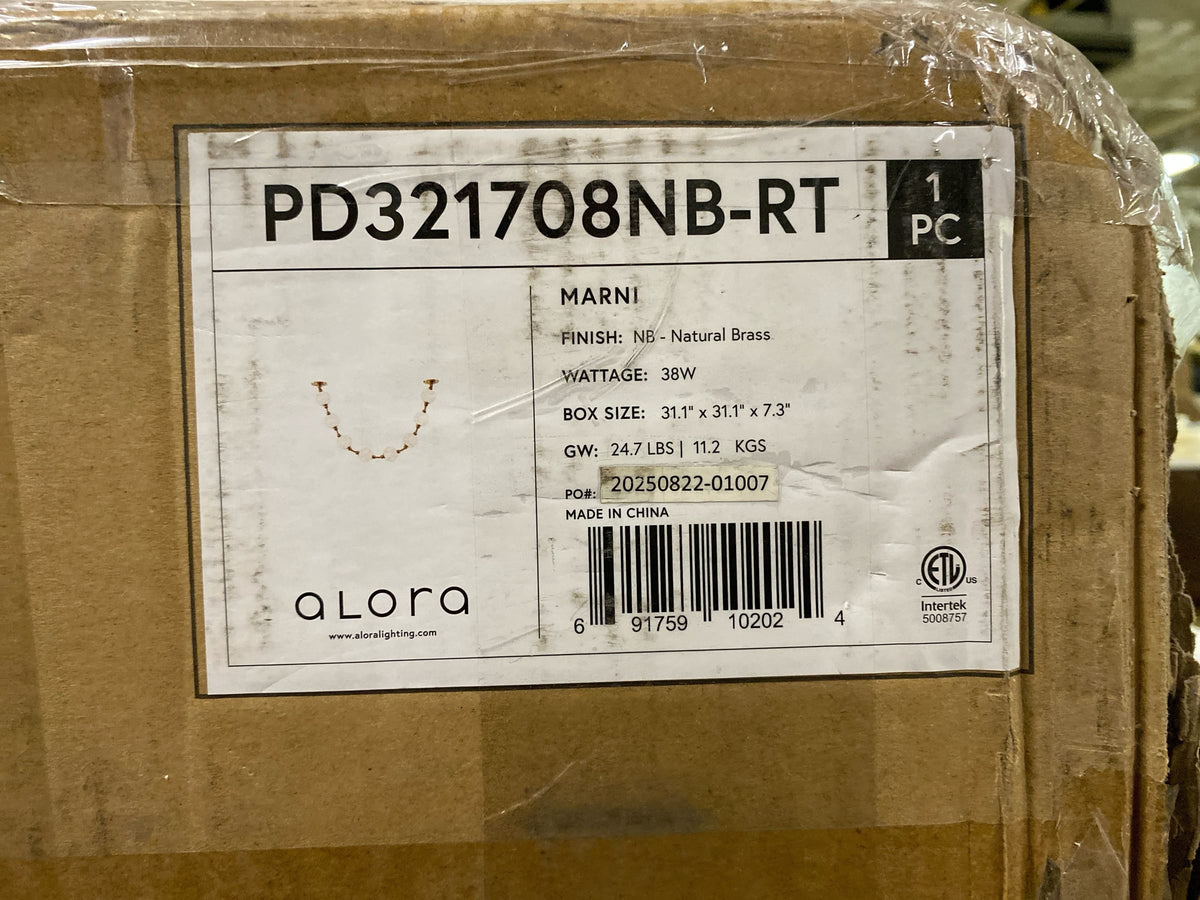Alora Lighting PD321708NB-RT Marni 5-ft Wide 3000K LED Linear Pendant with Remote Driver - Natural Brass
