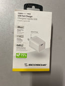 Scosche SHPDC30 Power Delivery 30W USB-C Home Wall Charger Block with Folding Plug, GaN Fast Charging Adapter Brick Compatible with Apple iPhone 16/15/14/13/12, iPad, Type-C Android Cell Phone, White