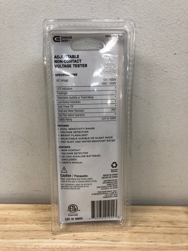 Commercial electric NCV-8908 Adjustable Non-Contact Voltage Tester