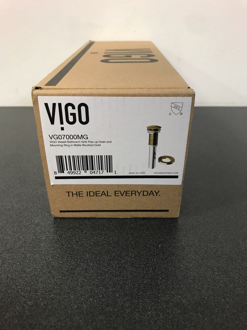 VIGO Vessel Bathroom Sink Pop-Up Drain and Mounting Ring in Matte Gold-VG07000MG