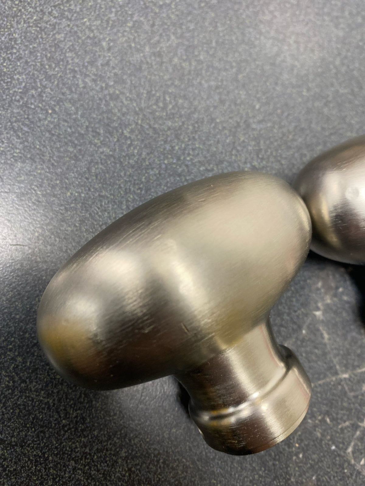 Baldwin 5225056FD Egg Reversible Non-Turning Two-Sided Dummy Door Knob Set with Classic Rosette from the Estate Collection - Lifetime Satin Nickel