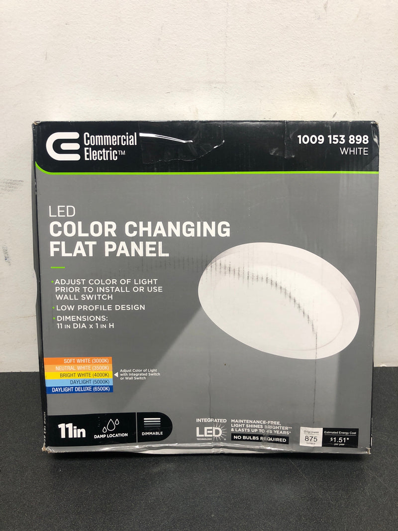 Commercial electric 74210/6WY/HD 11 in. 12.5-Watt Dimmable White Integrated LED 875 Lumens Round Flat Panel Ceiling Flush Mount with Color Change 5CCT
