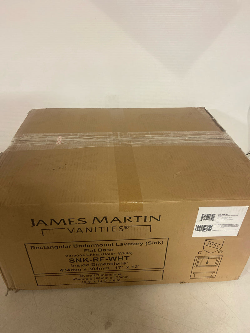 James Martin SNK-RF-WHT Rectangular Undermount Lavatory Sink Flat Base White