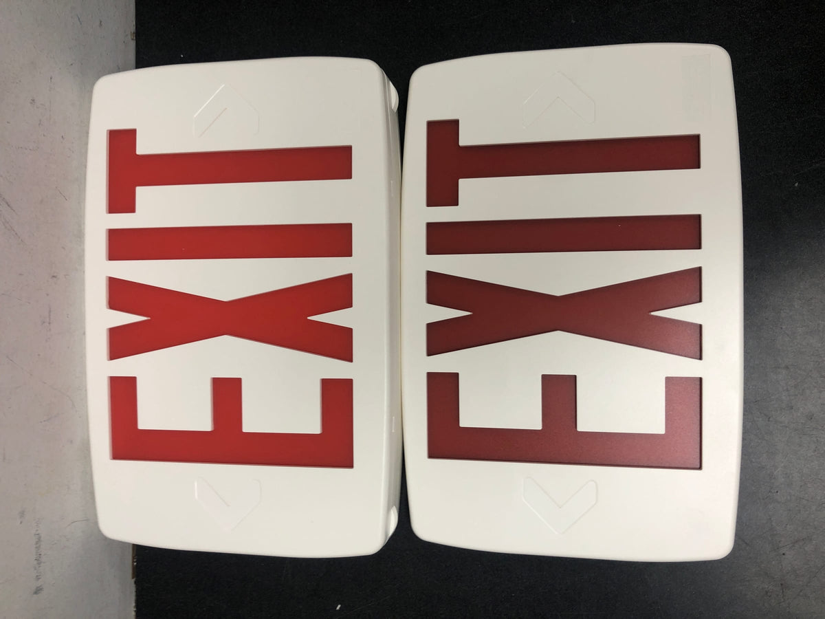 Lithonia Lighting LQM S W 3 R 120/277 M6 Contractor Select LQM 12" LED Exit Sign with Red Letters - Matte White