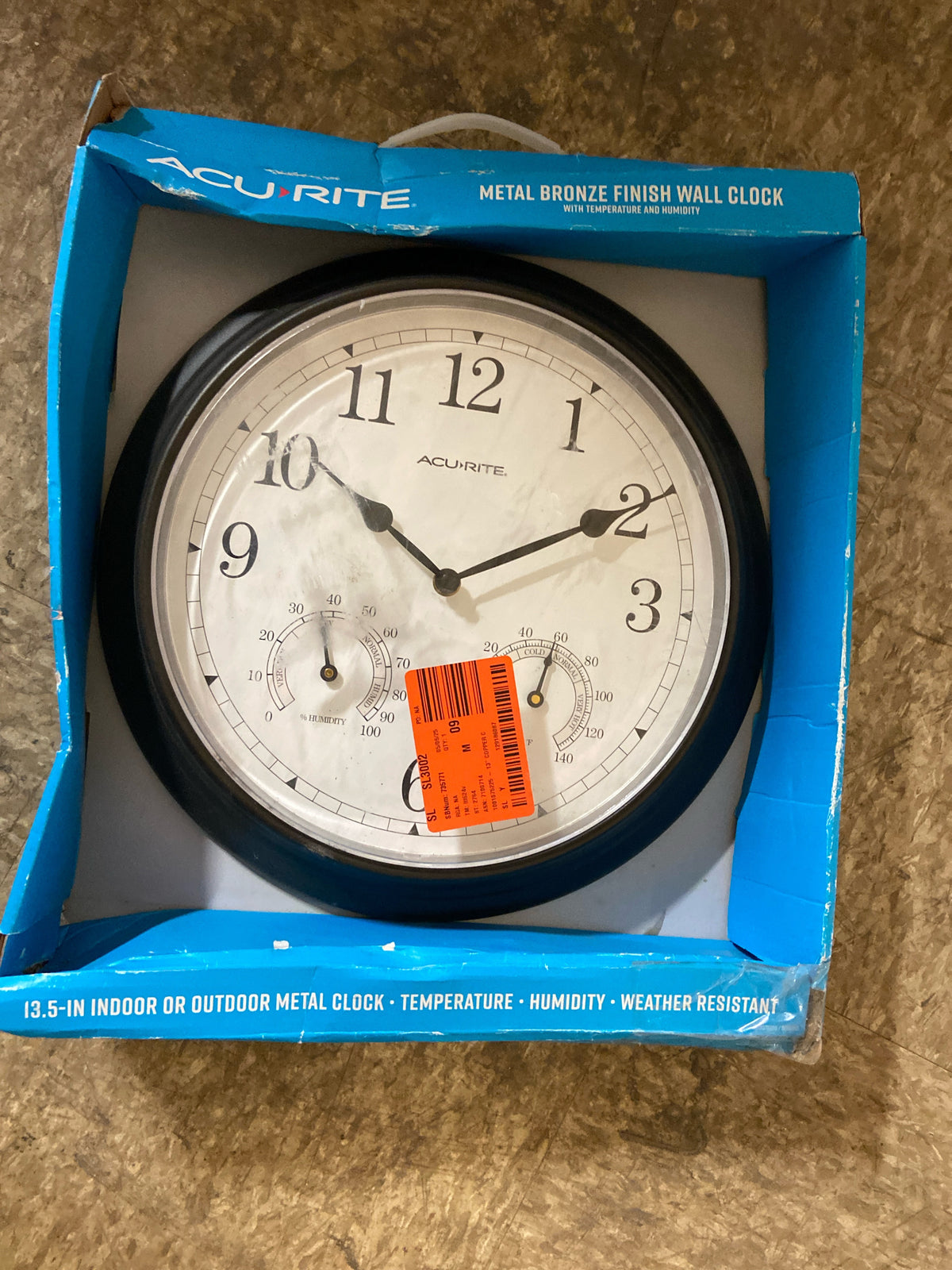 AcuRite 13 in. Copper Analog Clock Thermometer Hygrometer Combo