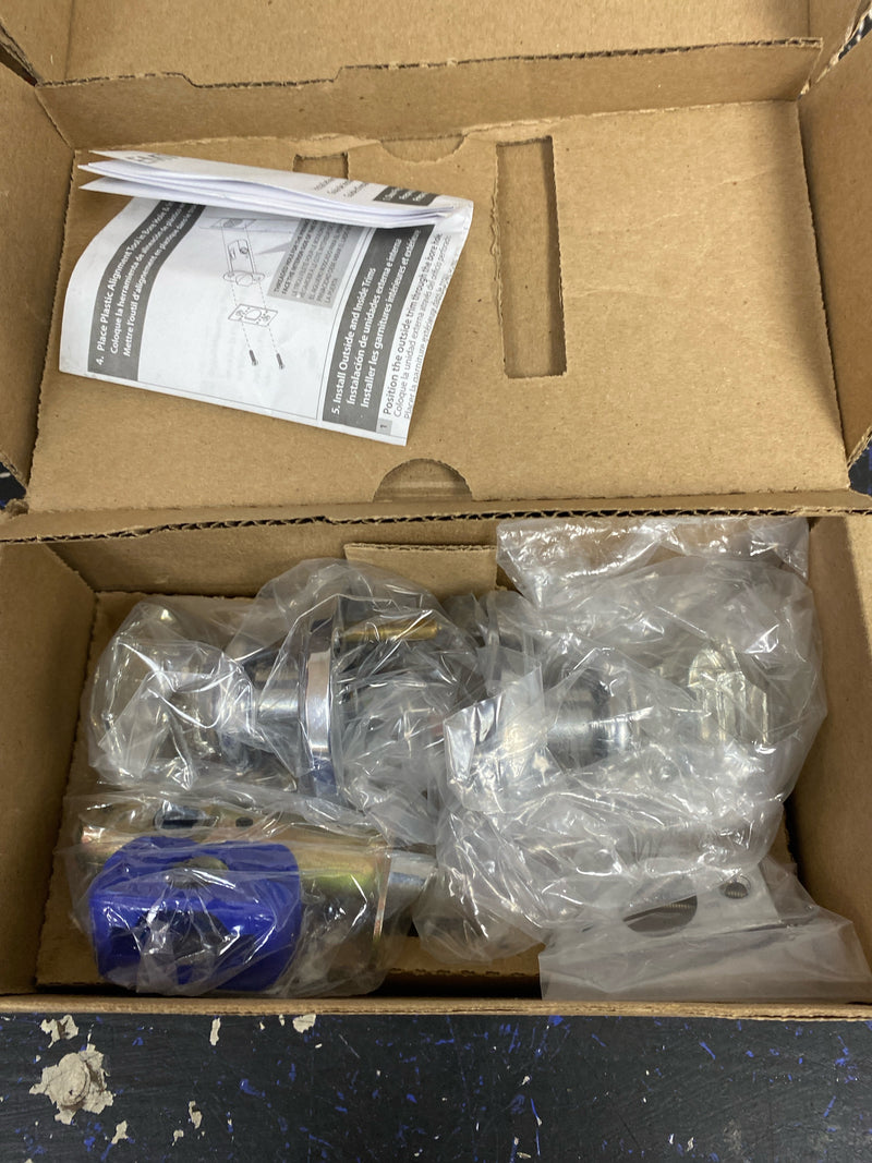 Emtek 8200OTUS26 Old Town Privacy Door Knob Set with Regular Rose from the Brass Crystal Collection - Polished Chrome