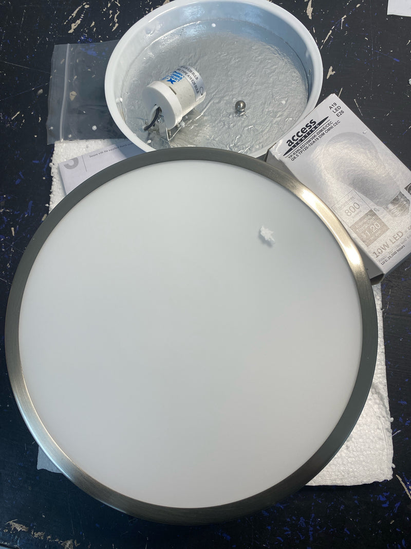 Access Lighting 20670-BS/OPL Aero 10" Wide Flush Mount Drum Ceiling Fixture - 2700K - Brushed Steel / Opal