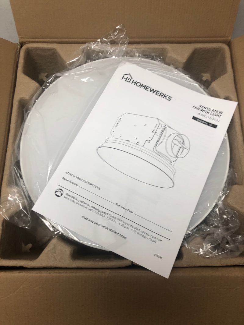 Homewerks worldwide 7141-80-G3 Round Decorative White 80 CFM Ceiling and Wall Mounted Bathroom Ventilation Exhaust Fan with Dimmable LED Light