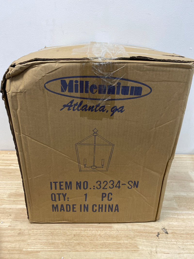 Millennium Lighting 3234-SN Ritner 4 Light 12" Wide Taper Candle Pendant - Satin Nickel