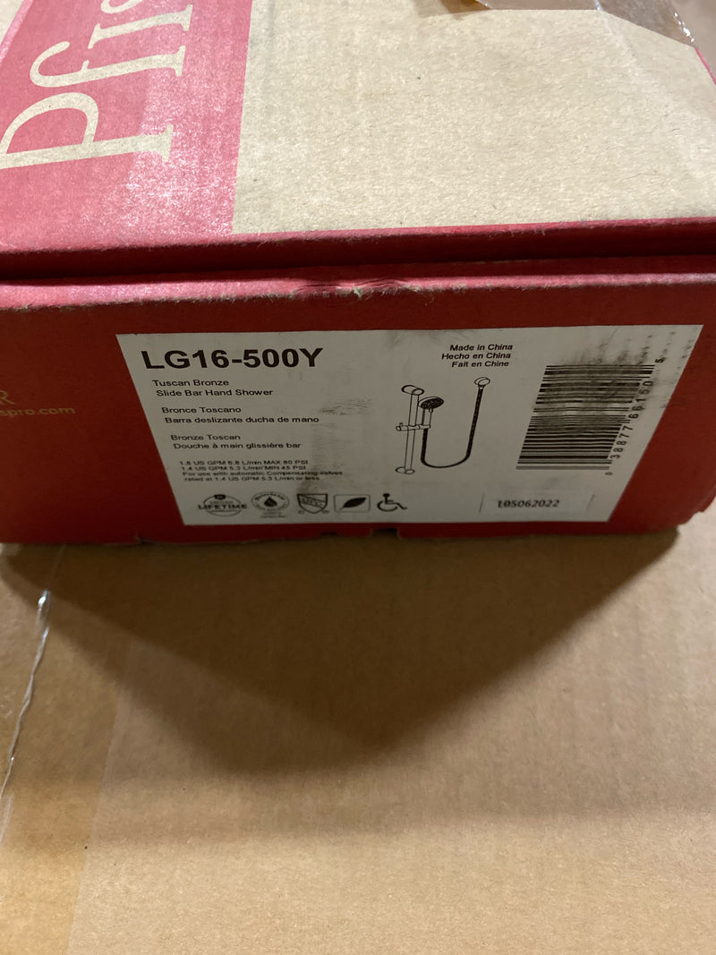 Pfister LG16-500Y Holliston 1.75 GPM Multi Function Hand Shower Package - Includes Slide Bar, Hose, and Wall Supply - Tuscan Bronze