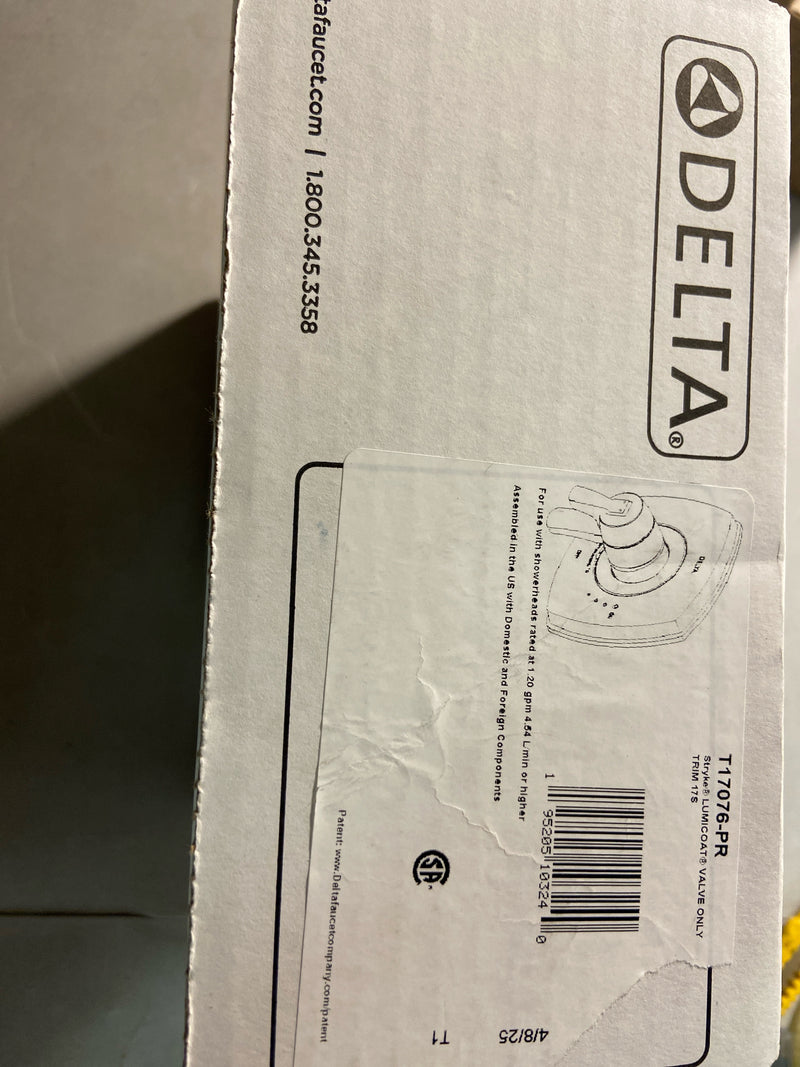 Delta T17076-PR Stryke Monitor 17 Series Dual Function Pressure Balanced Valve Trim Only with Integrated Volume Control - Less Rough-In Valve - Lumicoat Chrome