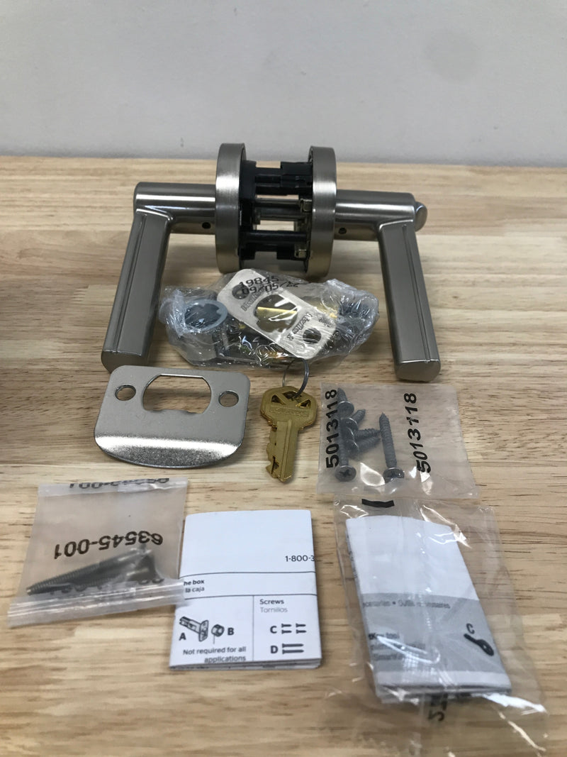 Kwikset 740MRLRDT-15S Montreal Single Cylinder Keyed Entry Door Lever Set with Round Rose - Satin Nickel