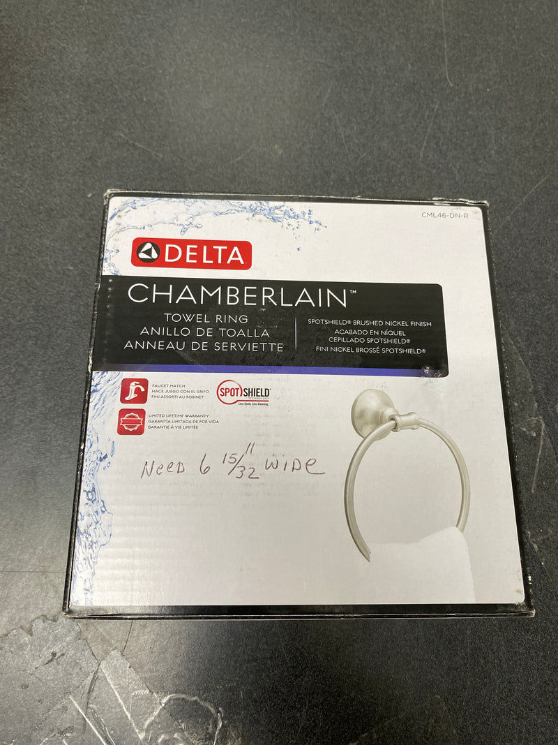 Delta CML46-DN-R Chamberlain Wall Mount Round Closed Towel Ring Bath Hardware Accessory in Brushed Nickel