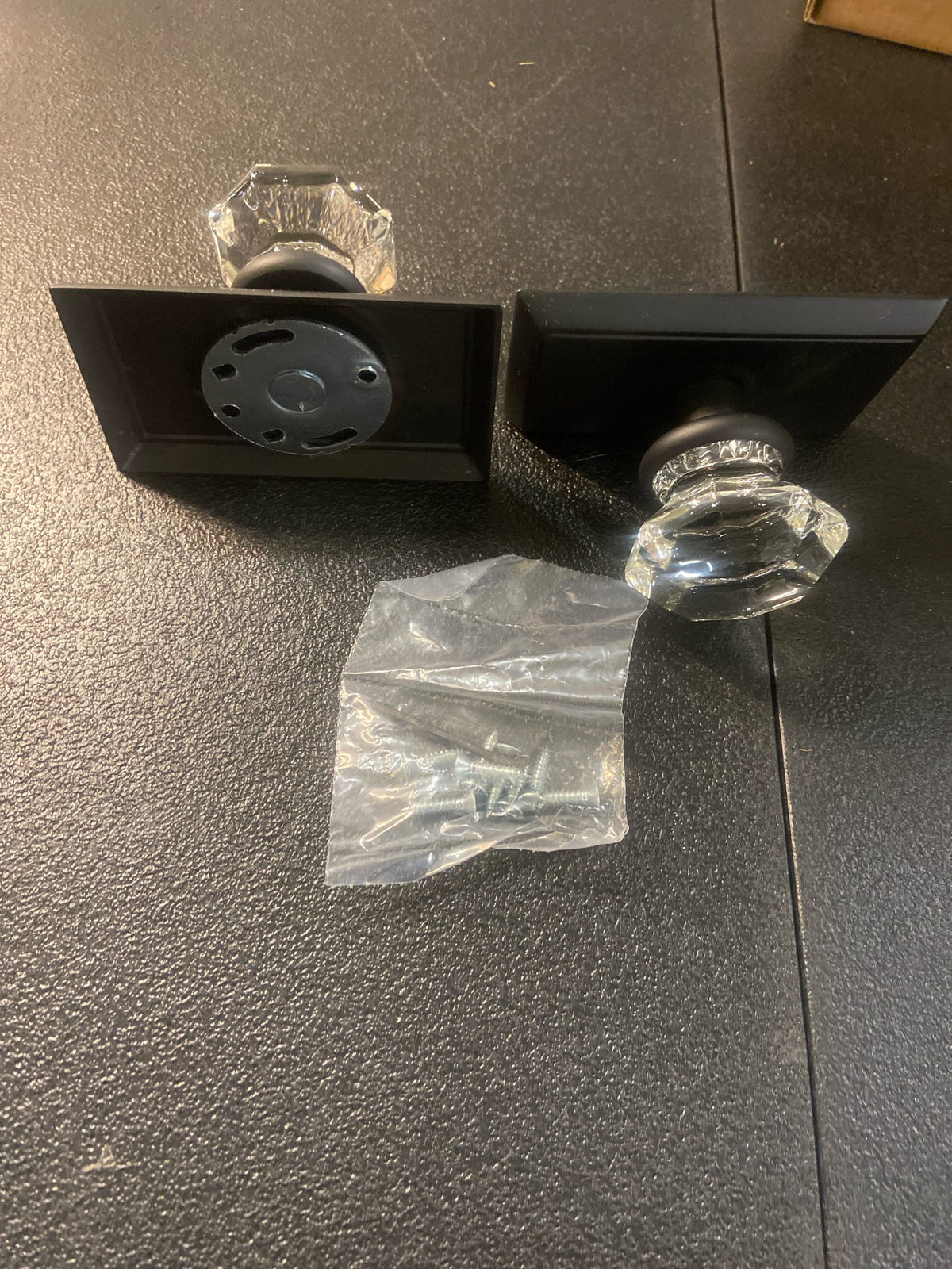 Emtek 8521OTUS19 Old Town Non-Turning Two-Sided Dummy Door Knob Set with Rectangular Rose from the Brass Crystal Collection - Flat Black