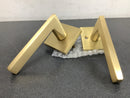 EMTEK Square Rosette Passage Set with Matching Finish Helios Lever - Choice of Left/Right Handing and 7 Finishes - 5110HLORHUS4 - Right Handed (RH) - Satin Brass (US4)