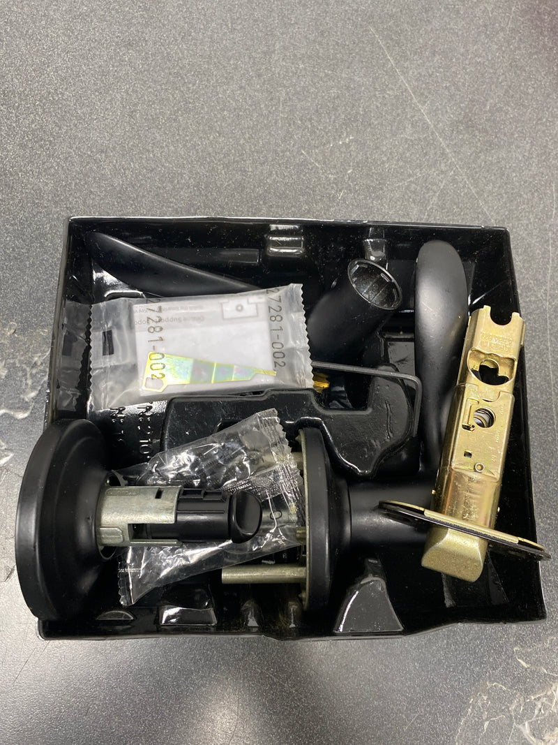 Kwikset 740TNL 514 SMT Tustin Matte Black Keyed Entry Door Handle Featuring SmartKey Security with Microban Antimicrobial Technology