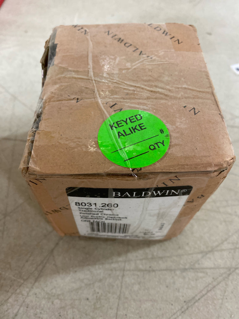 Baldwin 8031260 Traditional Solid Brass Single Cylinder Keyed Entry Deadbolt from the Estate Collection - Polished Chrome