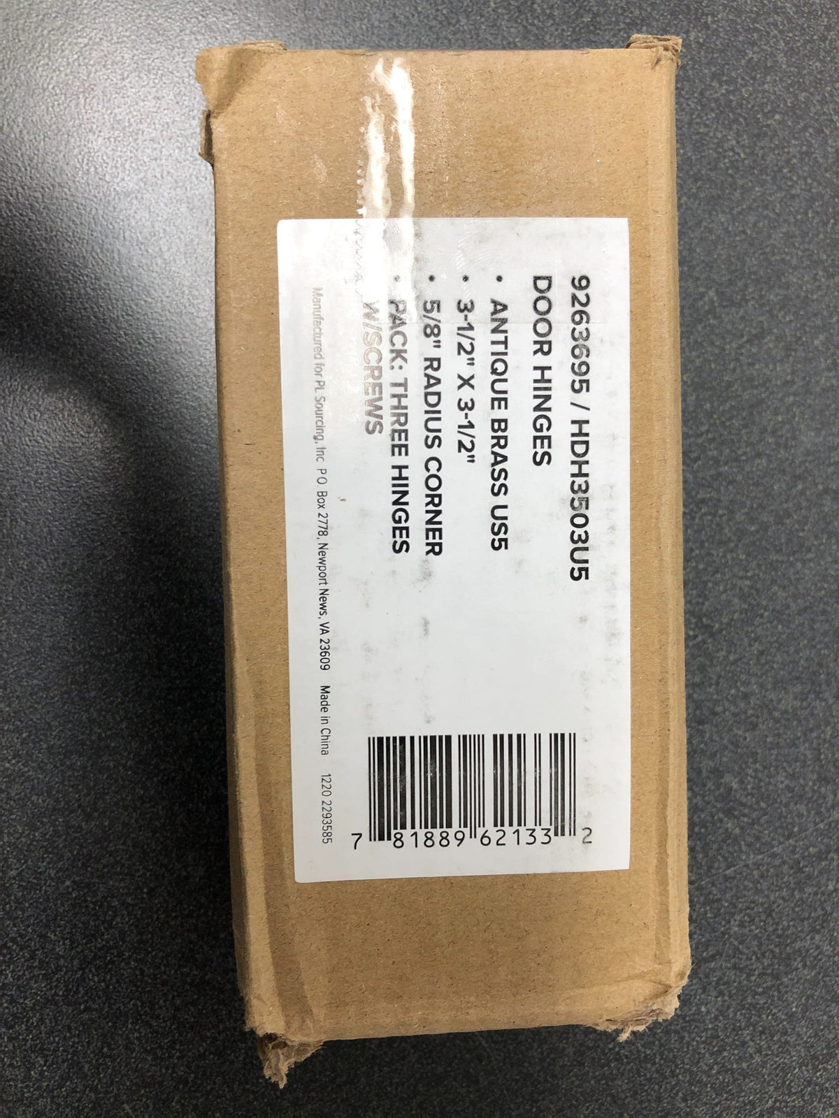 Miseno MDH3503AB 3-1/2 x 3-1/2 Plain Bearing 5/8" Radius Corner Door Hinge - Pack of 3 - Antique Brass