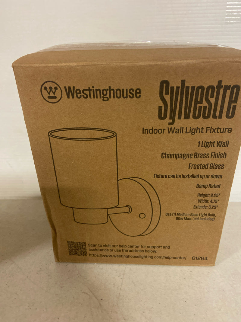 Westinghouse 6126400 Sylvestre 8" Tall Bathroom Sconce with Frosted Glass Shade - Champagne Brass - Champagne Brass