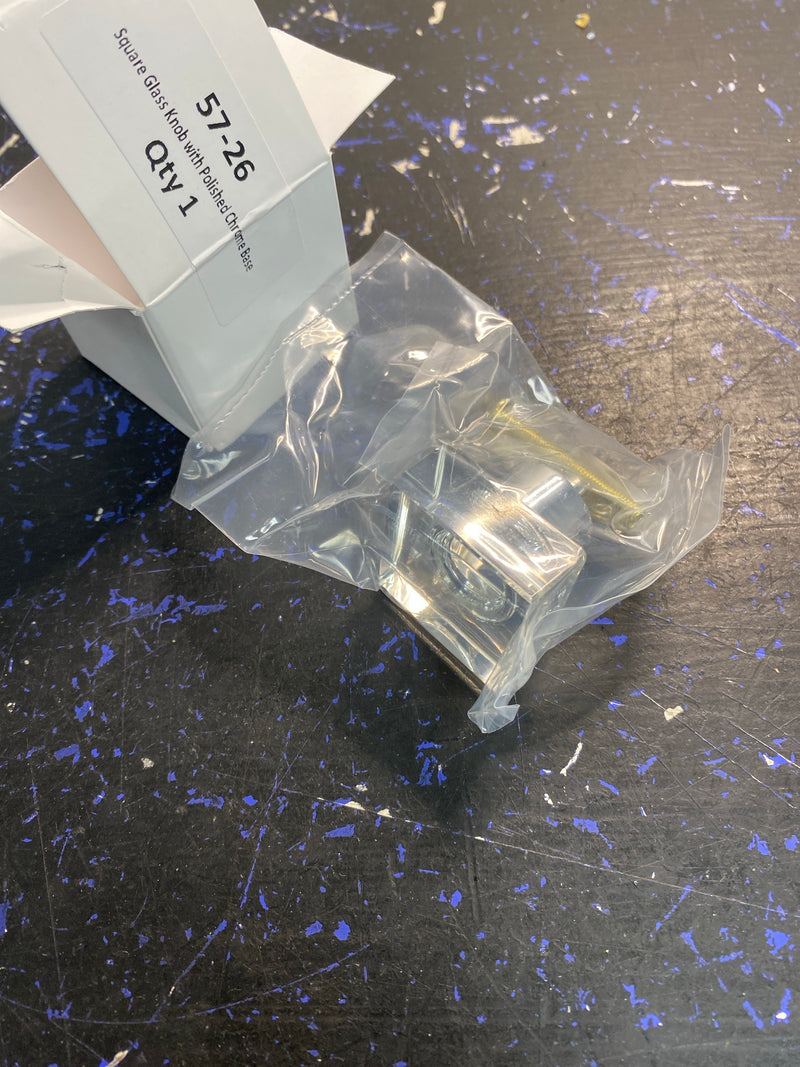 Schaub and Company 57-26 City Lights 1-1/4" Modern Square Luxury Solid Brass and Glass Cabinet / Drawer Knob - Polished Chrome